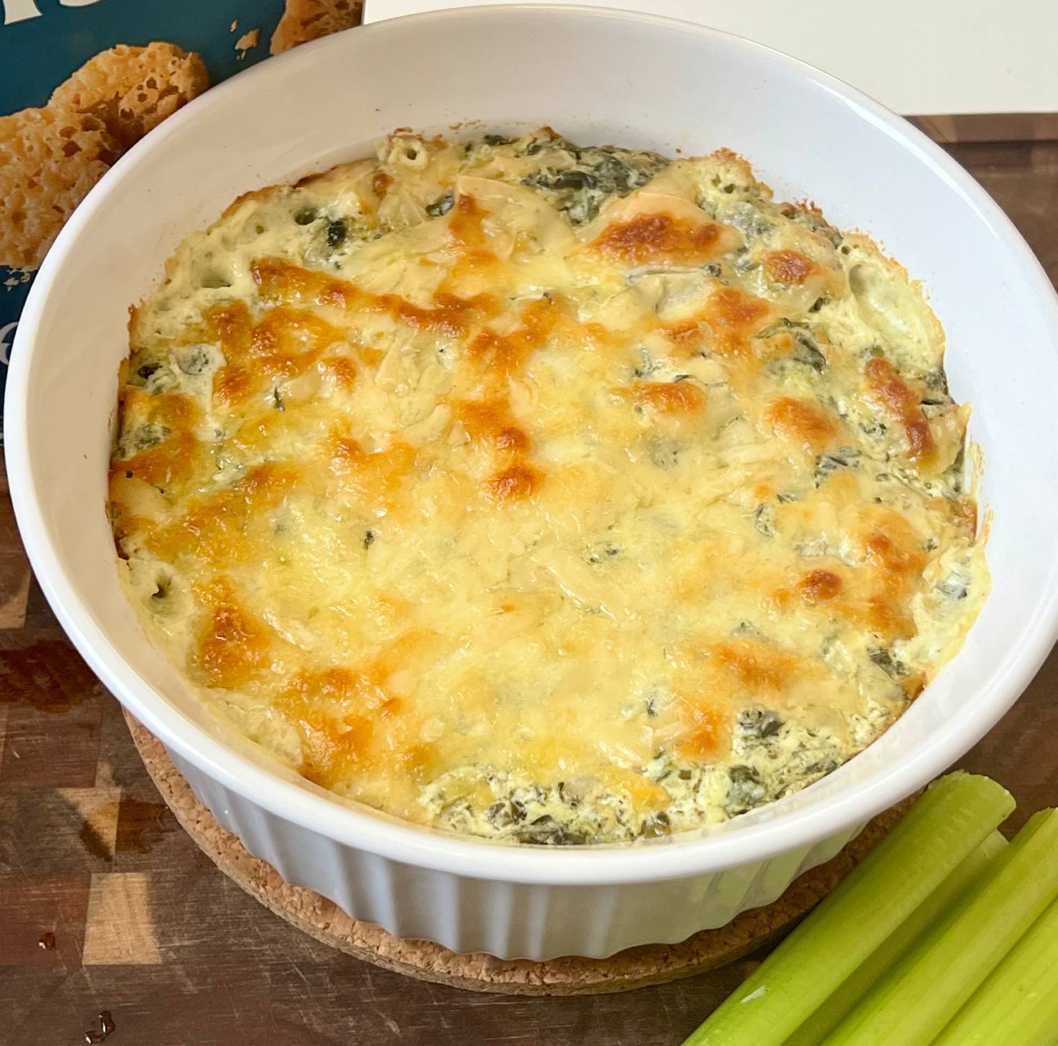 Keto Spinach Artichoke Dip (Ultra Creamy & Baked)